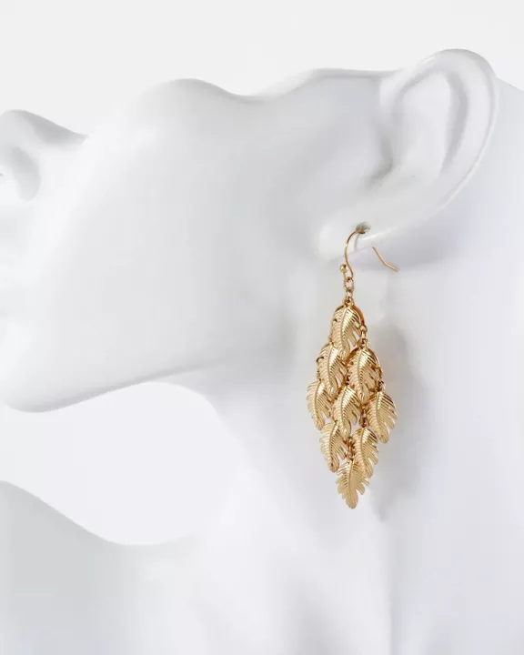 Palm Leaves Cluster Diamond Shape Dangle Earrings