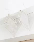 Hammered-Texture Overlapping Diamond Shape Geometric Dangle Drop Earrings