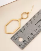 Brushed-Texture Metal Double Hexagon Drop Geometric Earrings