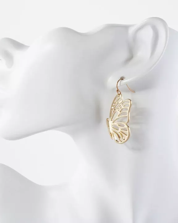 Metal Filigree Butterfly Dangle Earrings