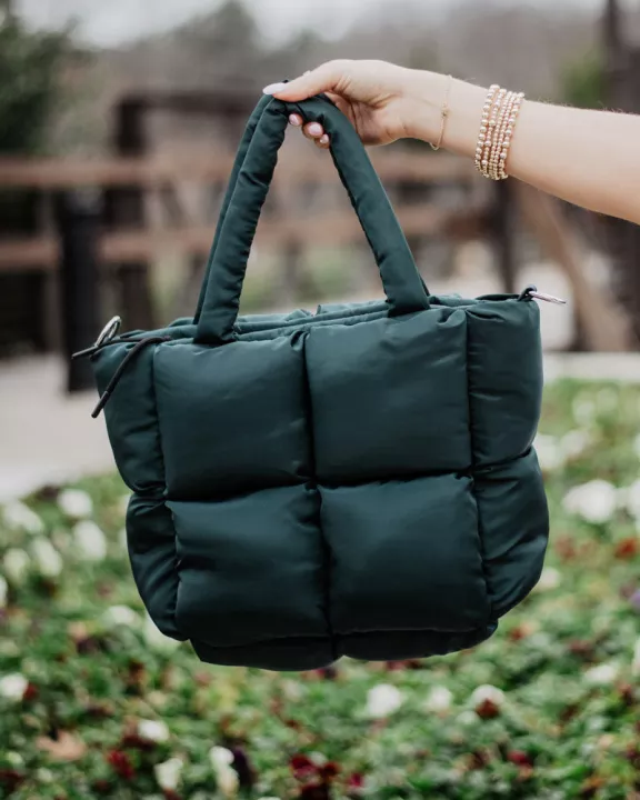 Forest Green Mini Puffer Tote