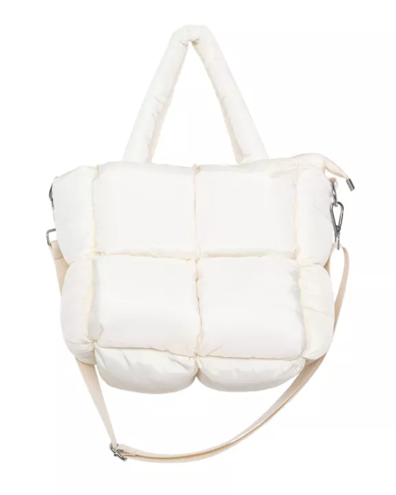Cream Wholesale Mini Quilted Puffer Tote Bag