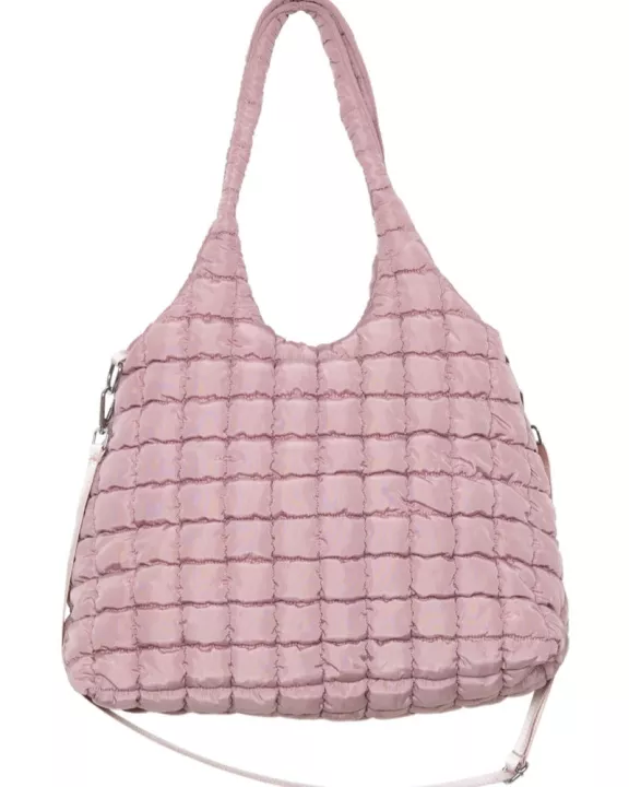Mauve Rectangular Quilted Wholesale Puffer Tote