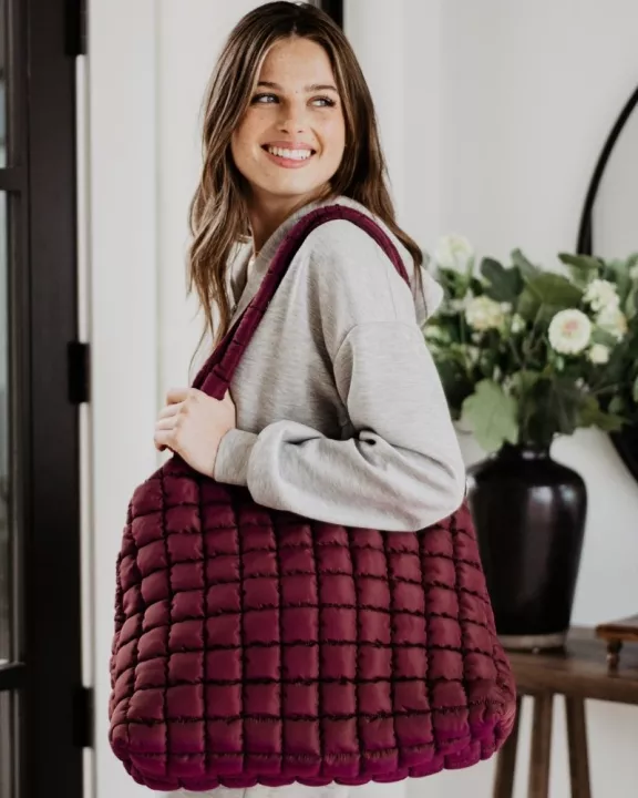 Wine Rectangular Tote Bag Wholesale Puffer