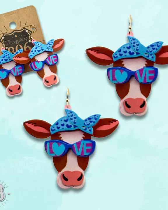 Acrylic cow head earring, last call