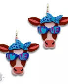 Acrylic cow head earring, last call
