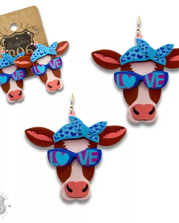 Acrylic cow head earring, last call