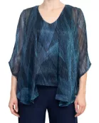 Marina V-Neck Metallic Top Mid Waist Solid Jersey Pant with Matching Metallic Jacket (3 Piece Set)