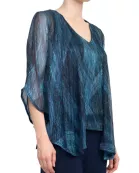 Marina V-Neck Metallic Top Mid Waist Solid Jersey Pant with Matching Metallic Jacket (3 Piece Set)