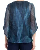 Marina V-Neck Metallic Top Mid Waist Solid Jersey Pant with Matching Metallic Jacket (3 Piece Set)