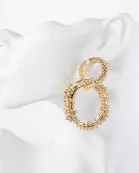 Ball-Texture Interlocking Oval Statement Earrings With-Titanium-Post