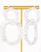 Ball-Texture Interlocking Oval Statement Earrings With-Titanium-Post