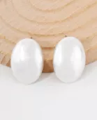 Metal Oval Shape Stud Earrings With-Titanium-Post
