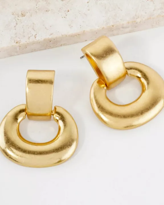 Metal Chunky Doorknocker Earrings With-Titanium-Post