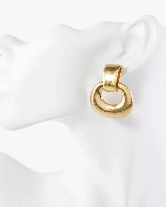 Metal Chunky Doorknocker Earrings With-Titanium-Post