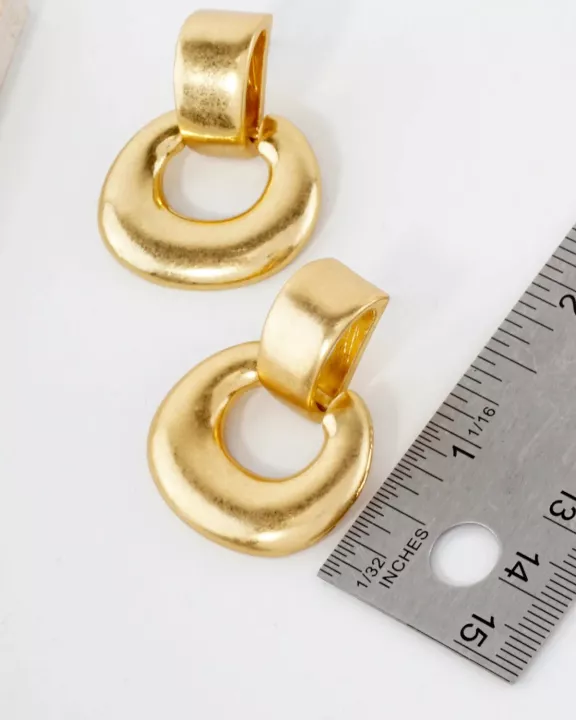 Metal Chunky Doorknocker Earrings With-Titanium-Post