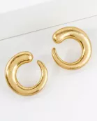 Metal Tapered Circle Earrings With-Titanium-Post