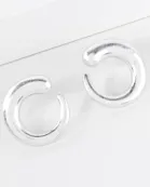 Metal Tapered Circle Earrings With-Titanium-Post
