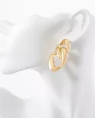 Metal Cuban Chan Statement Earrings With-Titanium-Post