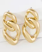 Metal Cuban Chan Statement Earrings With-Titanium-Post
