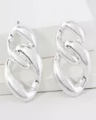 Metal Cuban Chan Statement Earrings With-Titanium-Post