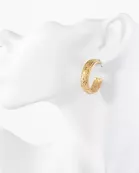 Textured Metal 7mm Wide 30mm Push-Back Hoop Earrings With-Titanium-Post