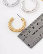 Textured Metal 30mm Push-Back Hoop Earrings With-Titanium-Post