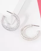 Textured Metal 30mm Push-Back Hoop Earrings With-Titanium-Post