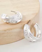 Textured Metal 30mm Push-Back Hoop Earrings With-Titanium-Post