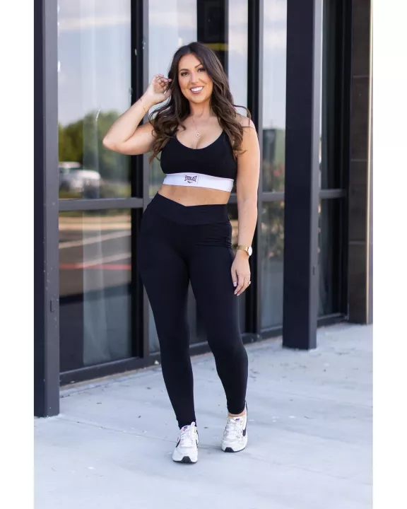 Ready to Ship | The Stephanie - Crossover BLACK Pocket Full Length Leggings