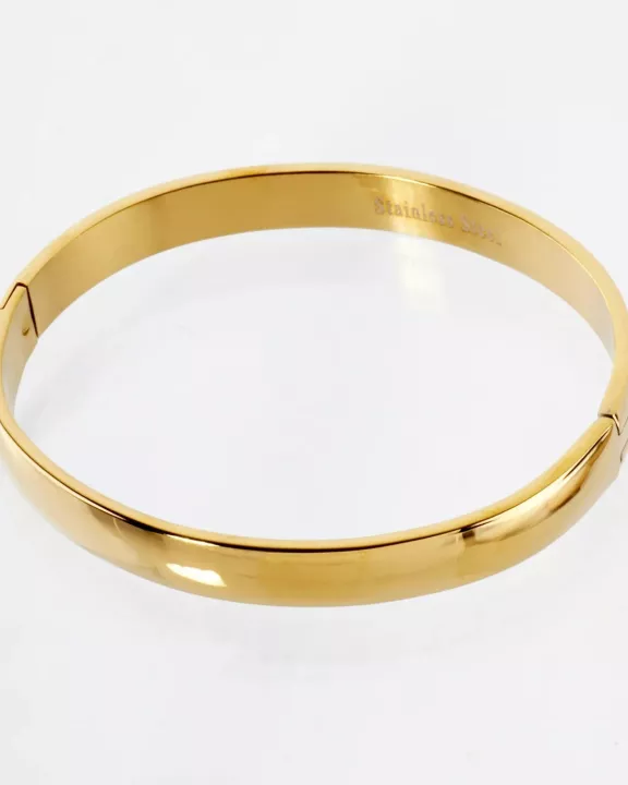 8mm Wide Sleek Stainless-Steel Hinged Bangle Bracelet