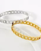 7mm Wide Cuban Link Chain Stainless-Steel Hinged Bangle Bracelet