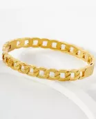 7mm Wide Cuban Link Chain Stainless-Steel Hinged Bangle Bracelet