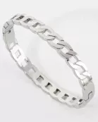 7mm Wide Cuban Link Chain Stainless-Steel Hinged Bangle Bracelet