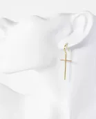 Polished Cross Drop 18K-Gold-Dipped Brass Earrings