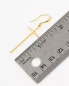 Polished Cross Drop 18K-Gold-Dipped Brass Earrings