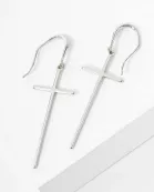 Polished Cross Drop 18K-Gold-Dipped Brass Earrings