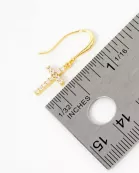 Pave-Set CZ Cross Drop 18K-Gold-Dipped Brass Earrings