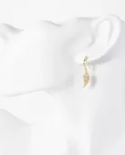 Pave-Set CZ Angel-Wing Drop 18K-Gold-Dipped Brass Earrings