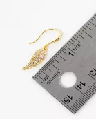 Pave-Set CZ Angel-Wing Drop 18K-Gold-Dipped Brass Earrings