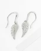 Pave-Set CZ Angel-Wing Drop 18K-Gold-Dipped Brass Earrings