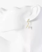 Pave-Set CZ Angel-Wing Cross Drop 18K-Gold-Dipped Brass Earrings