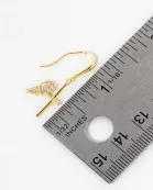 Pave-Set CZ Angel-Wing Cross Drop 18K-Gold-Dipped Brass Earrings