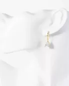 3-Prong Teardrop CZ Drop 18K-Gold-Dipped Brass Earrings