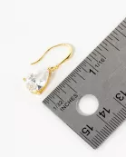 3-Prong Teardrop CZ Drop 18K-Gold-Dipped Brass Earrings