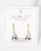 3-Prong Teardrop CZ Drop 18K-Gold-Dipped Brass Earrings