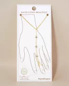 4mm Triple CZ Accent 18K-Gold-Dipped Delicate Brass Hand-Chain Bracelet