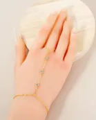4mm Triple CZ Accent 18K-Gold-Dipped Delicate Brass Hand-Chain Bracelet