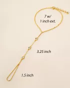 4mm Triple CZ Accent 18K-Gold-Dipped Delicate Brass Hand-Chain Bracelet
