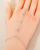 4mm Triple CZ Accent 18K-Gold-Dipped Delicate Brass Hand-Chain Bracelet